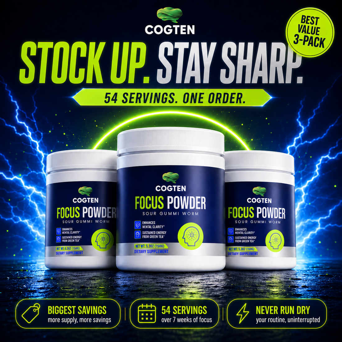 3 pack of Focus Powder